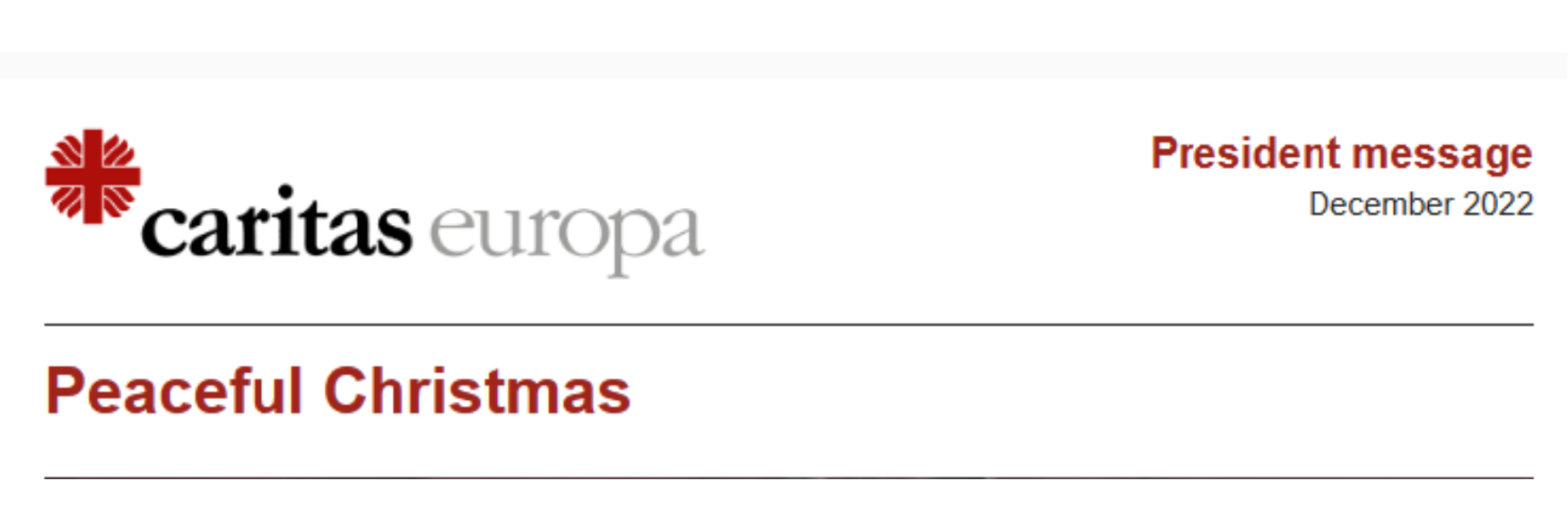 Crăciun Pașnic - Mesaj de la Președintele Caritas Europa